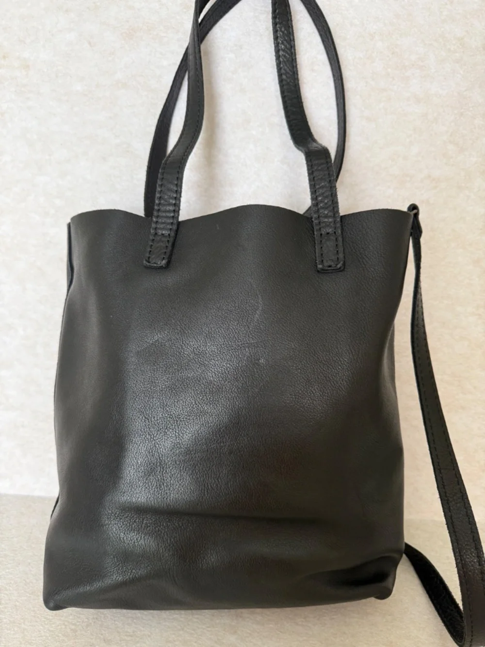 Portland Leather Goods PLG OG Full Size Crossbody Tote FSCB in Pebbled Black EUC